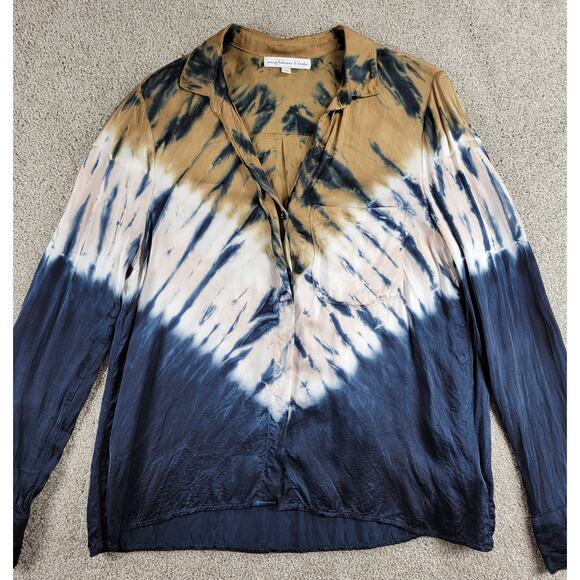 Young Fabulous & Broke Womens Susan Shirt Medium Blue T an Tie Dye Button Down - Picture 6 of 12